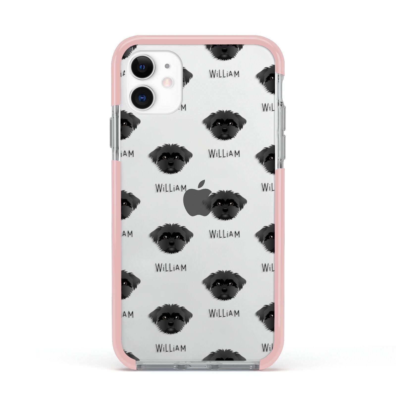 Peek a poo Icon with Name Apple iPhone 11 in White with Pink Impact Case