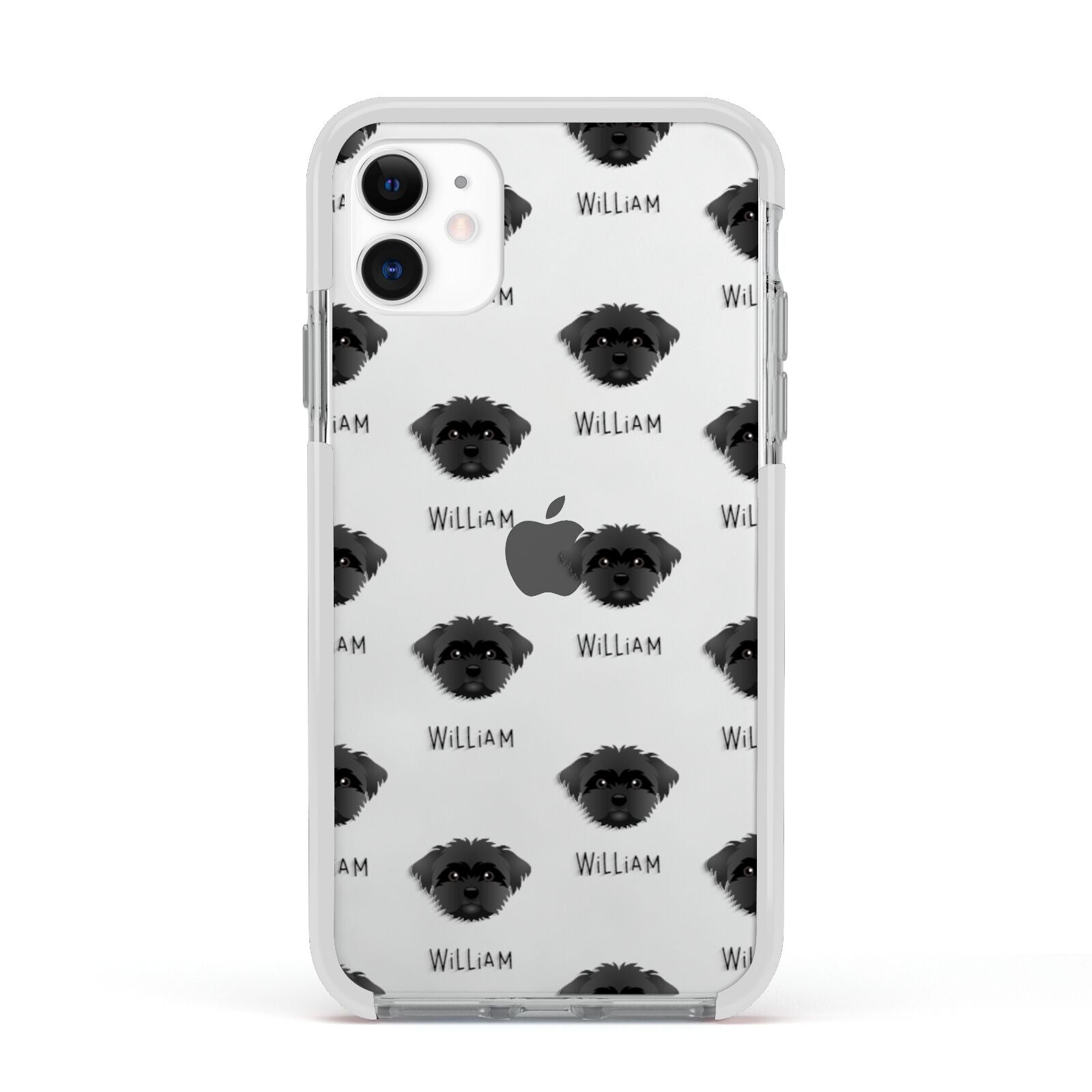 Peek a poo Icon with Name Apple iPhone 11 in White with White Impact Case