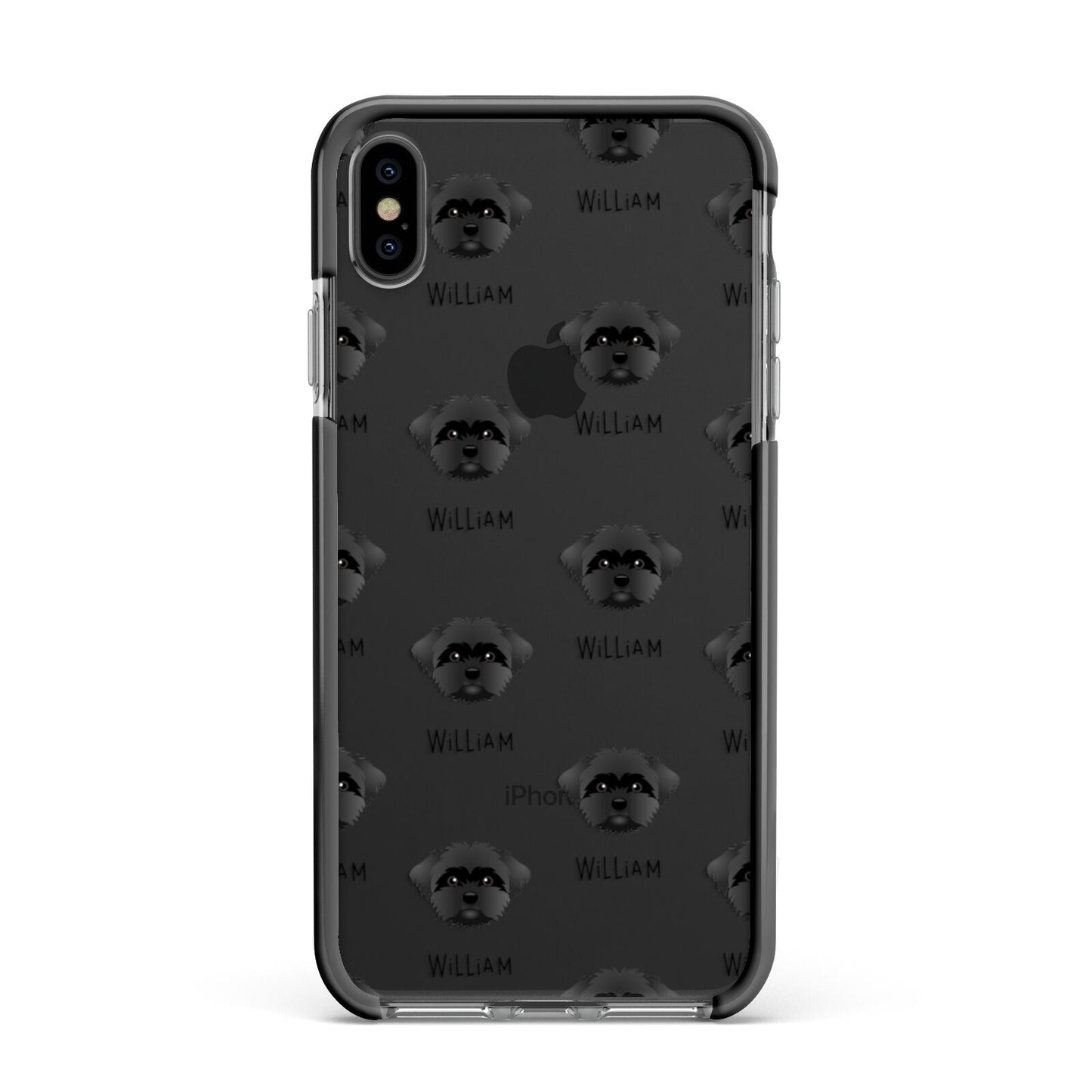 Peek a poo Icon with Name Apple iPhone Xs Max Impact Case Black Edge on Black Phone