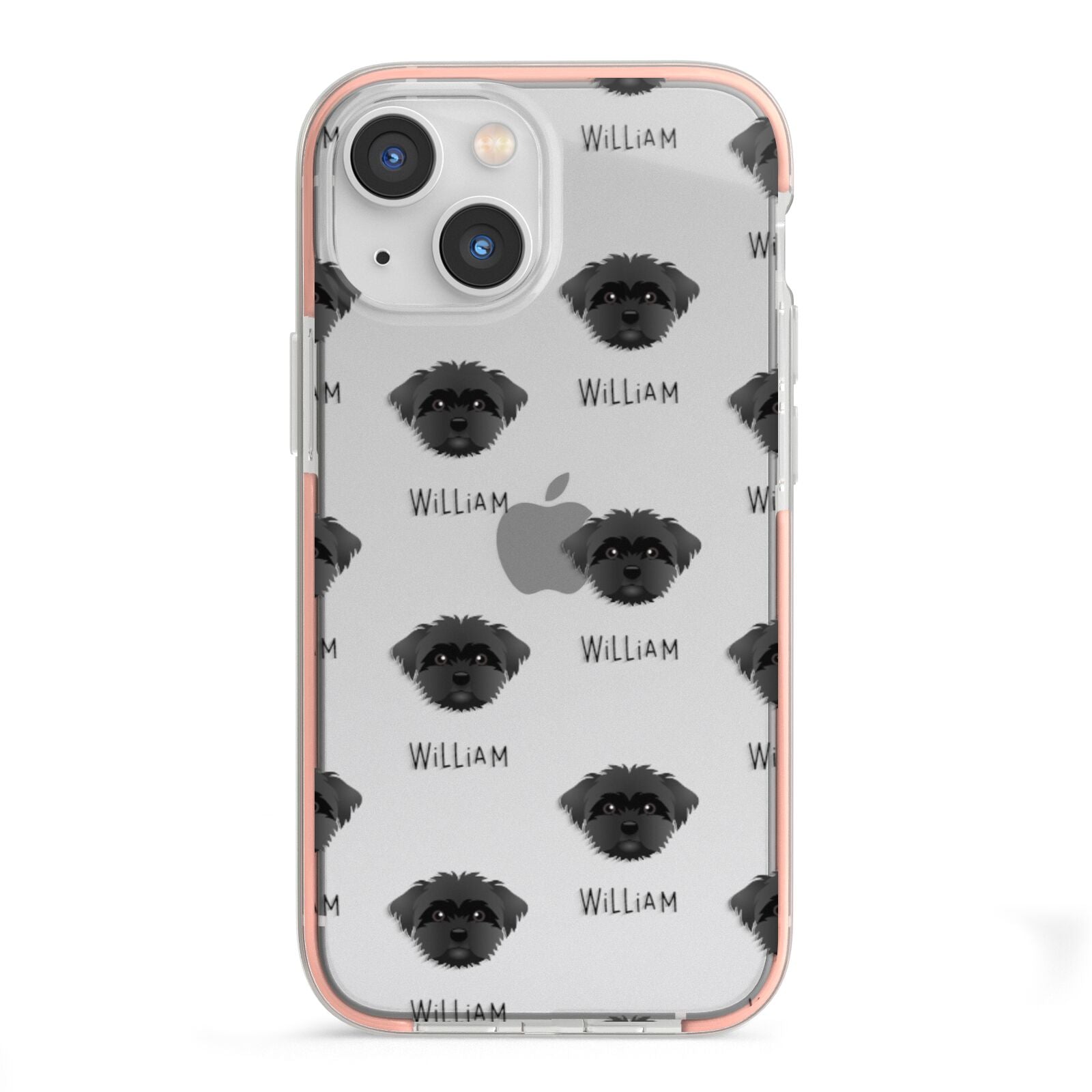 Peek a poo Icon with Name iPhone 13 Mini TPU Impact Case with Pink Edges