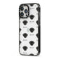Peek a poo Icon with Name iPhone 13 Pro Max Black Impact Case Side Angle on Silver phone