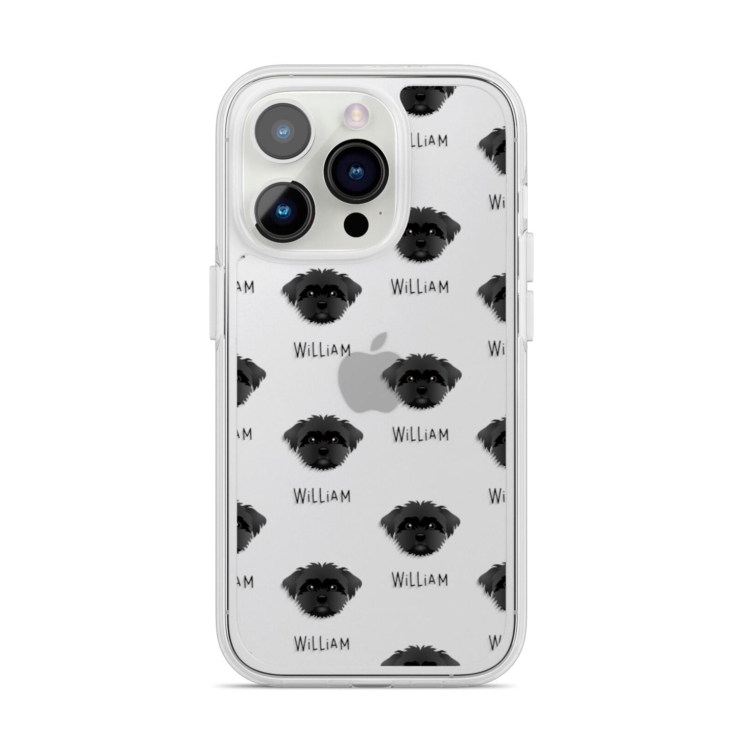 Peek a poo Icon with Name iPhone 14 Pro Clear Tough Case Silver