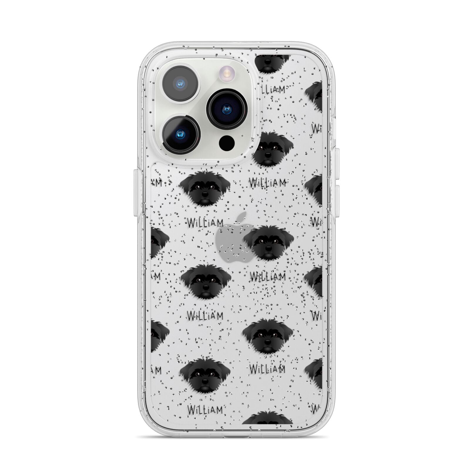 Peek a poo Icon with Name iPhone 14 Pro Glitter Tough Case Silver