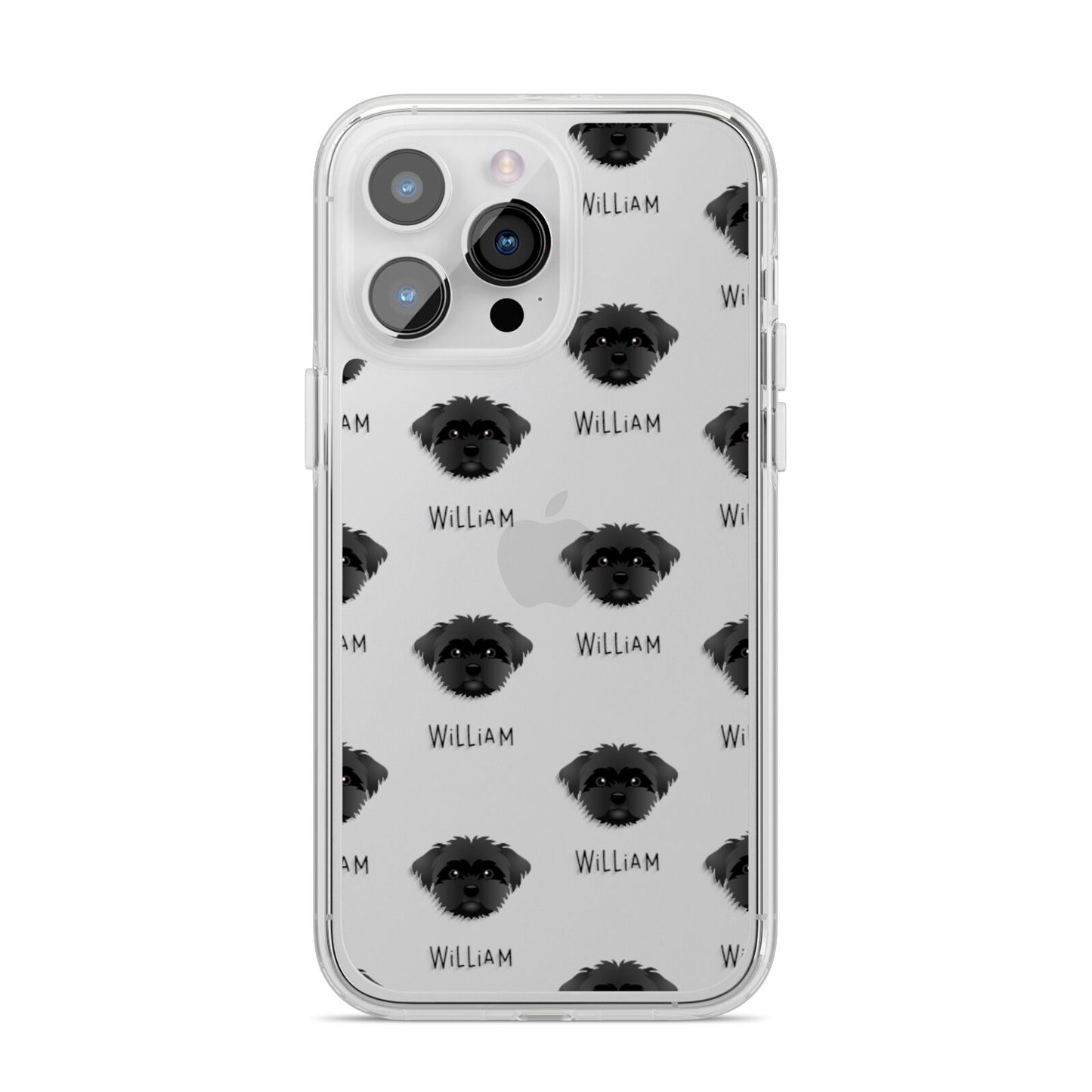 Peek a poo Icon with Name iPhone 14 Pro Max Clear Tough Case Silver