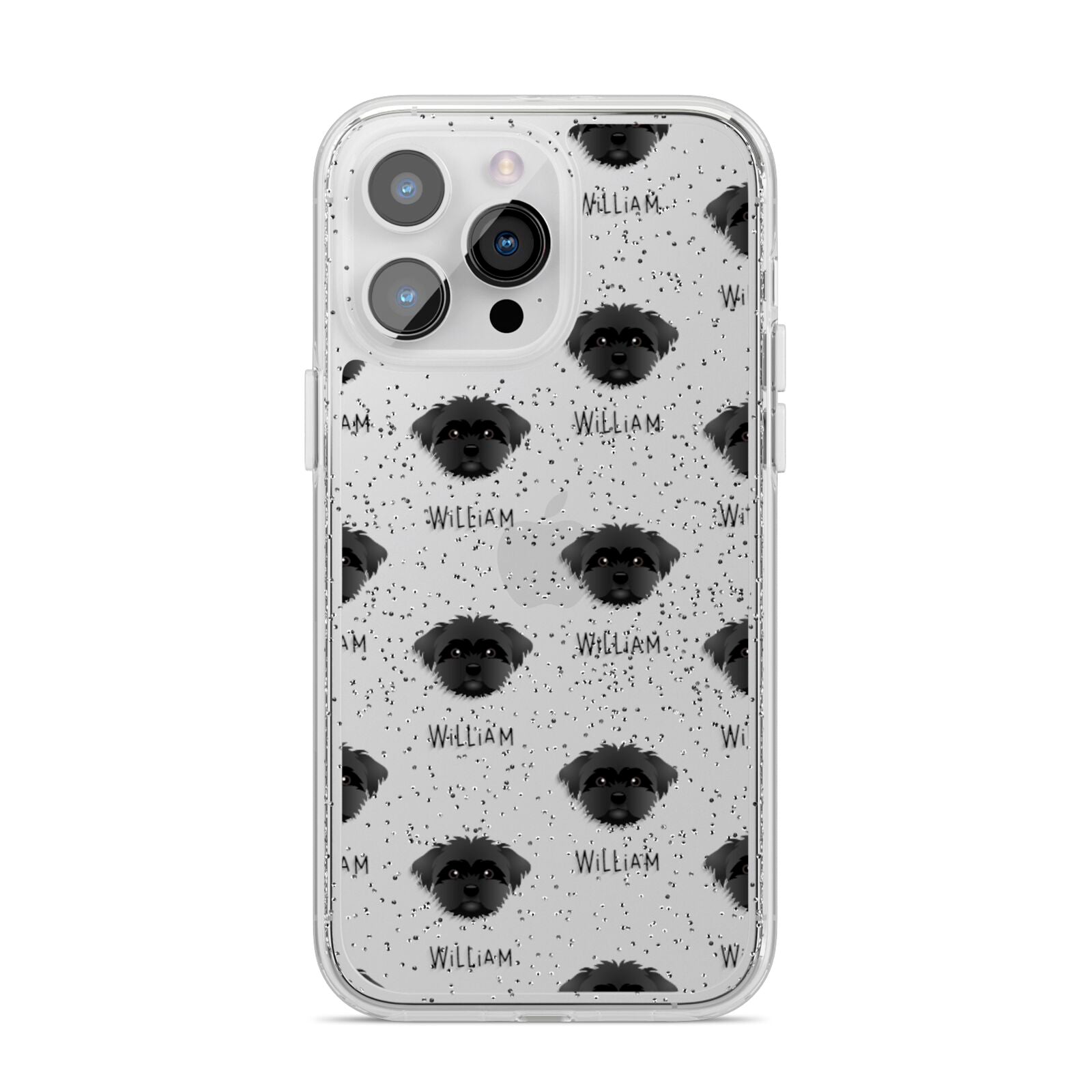 Peek a poo Icon with Name iPhone 14 Pro Max Glitter Tough Case Silver