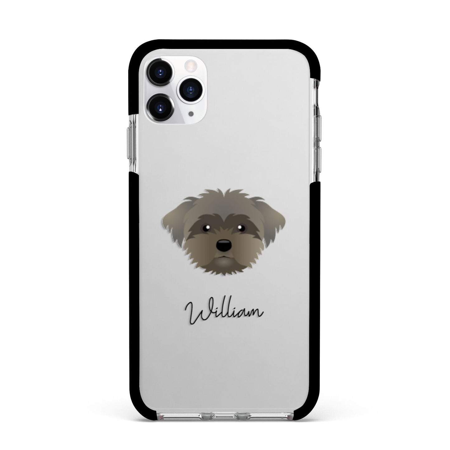 Peek a poo Personalised Apple iPhone 11 Pro Max in Silver with Black Impact Case