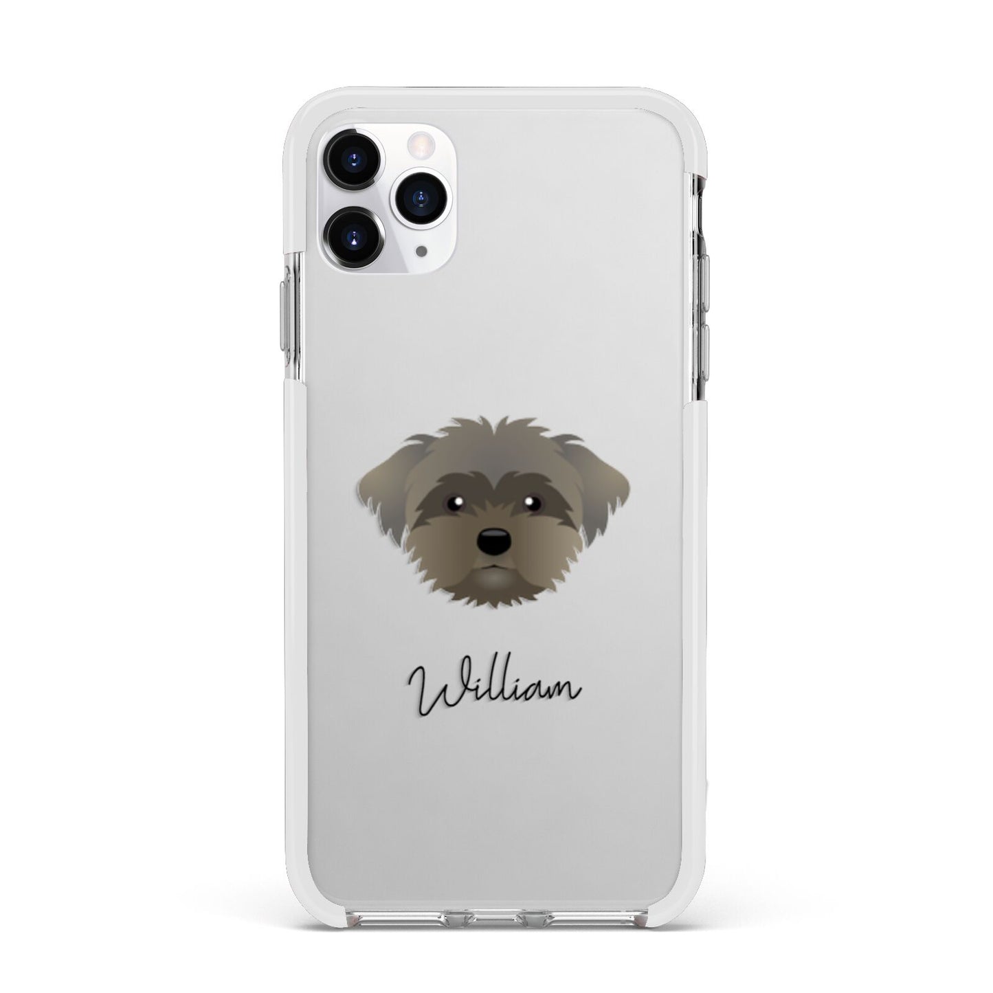 Peek a poo Personalised Apple iPhone 11 Pro Max in Silver with White Impact Case
