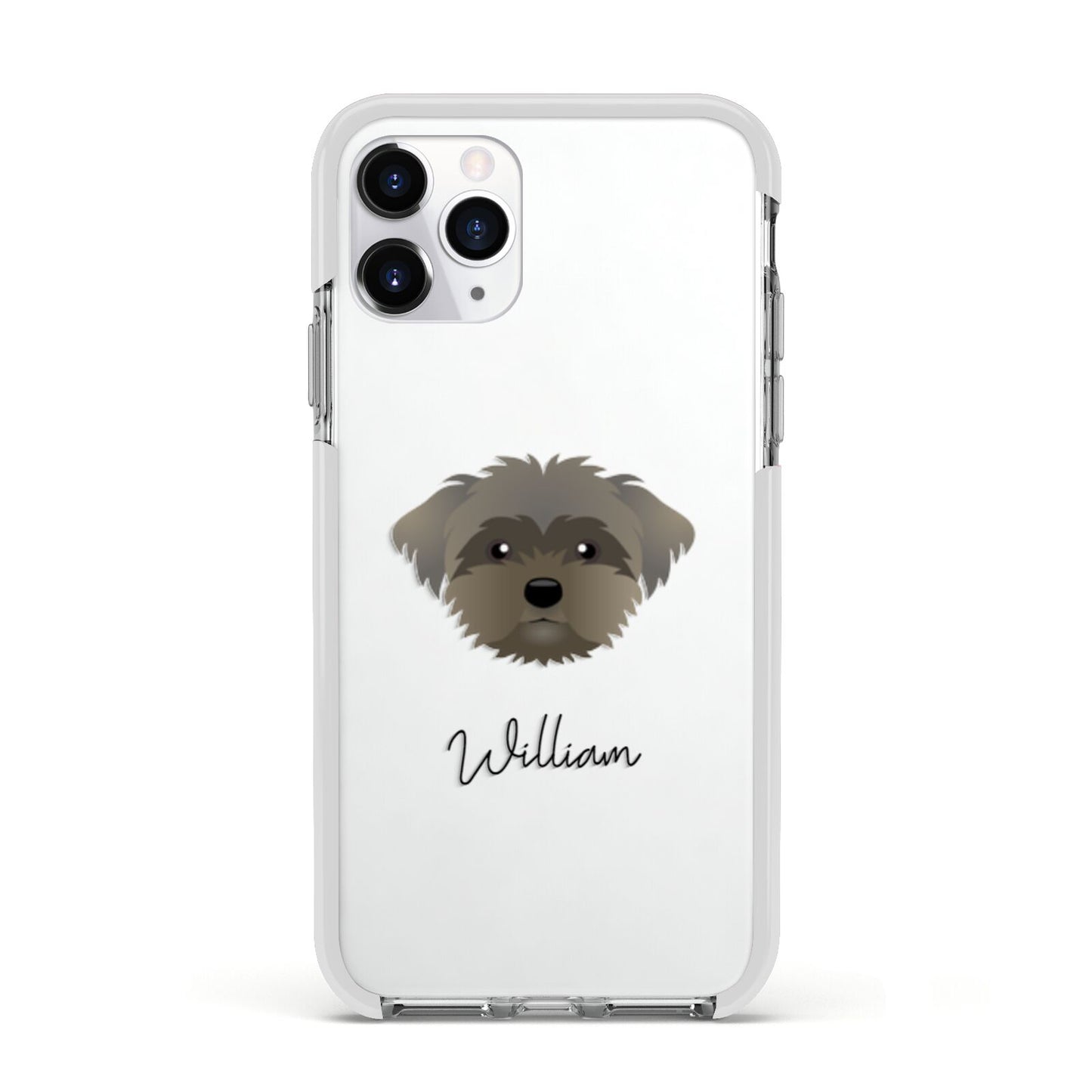 Peek a poo Personalised Apple iPhone 11 Pro in Silver with White Impact Case