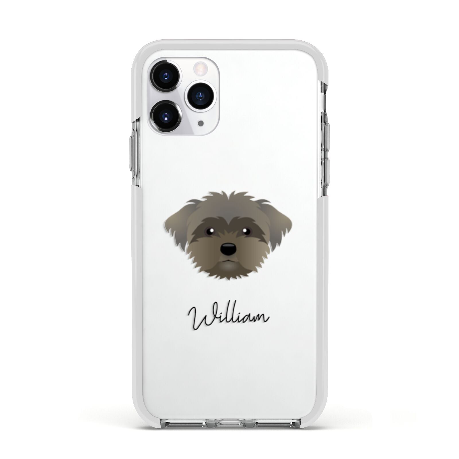 Peek a poo Personalised Apple iPhone 11 Pro in Silver with White Impact Case