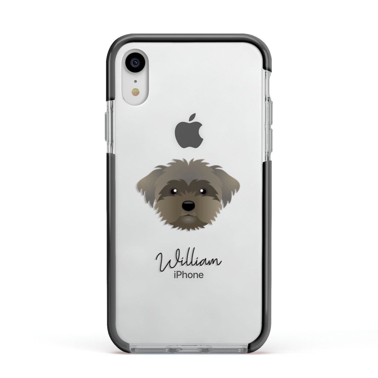 Peek a poo Personalised Apple iPhone XR Impact Case Black Edge on Silver Phone