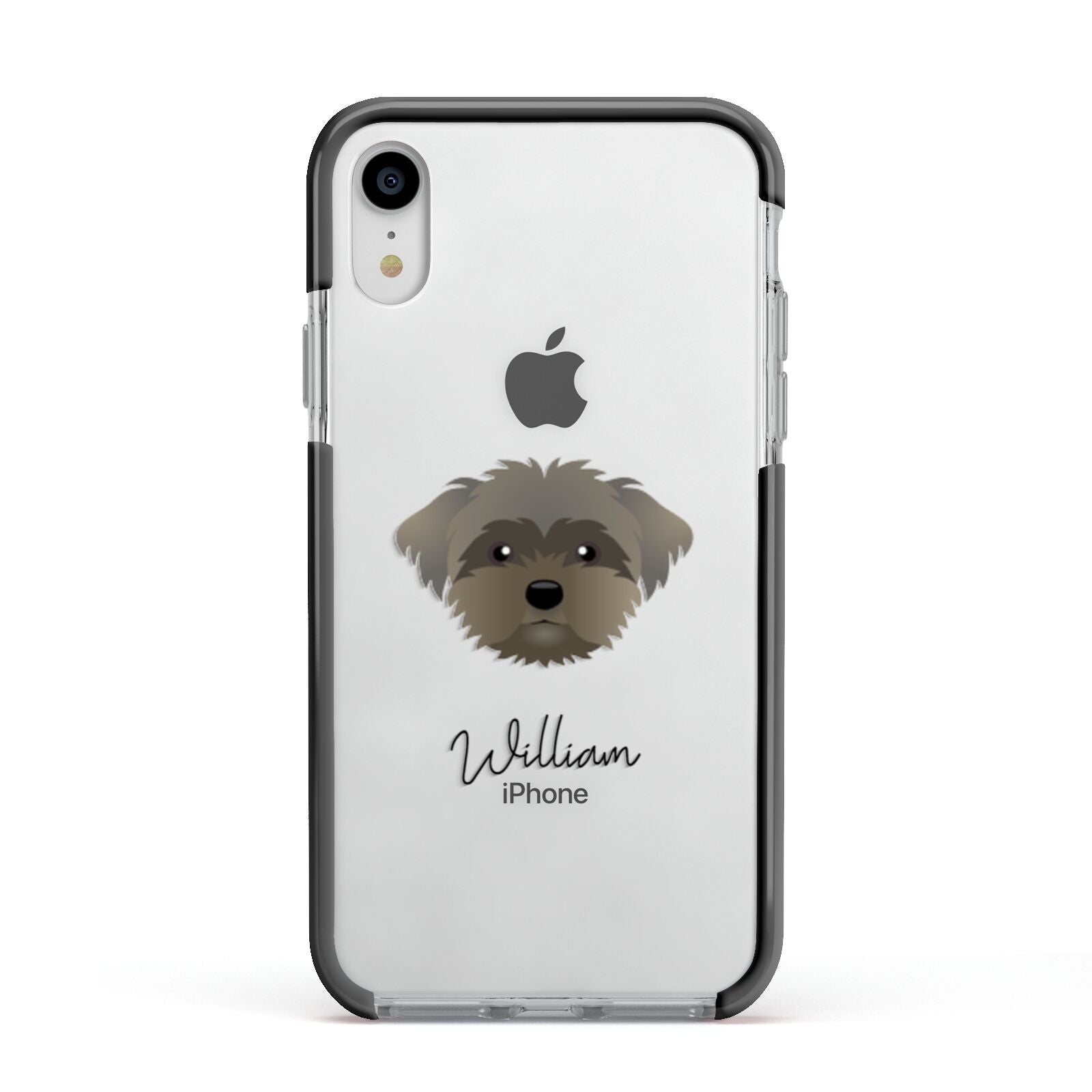 Peek a poo Personalised Apple iPhone XR Impact Case Black Edge on Silver Phone