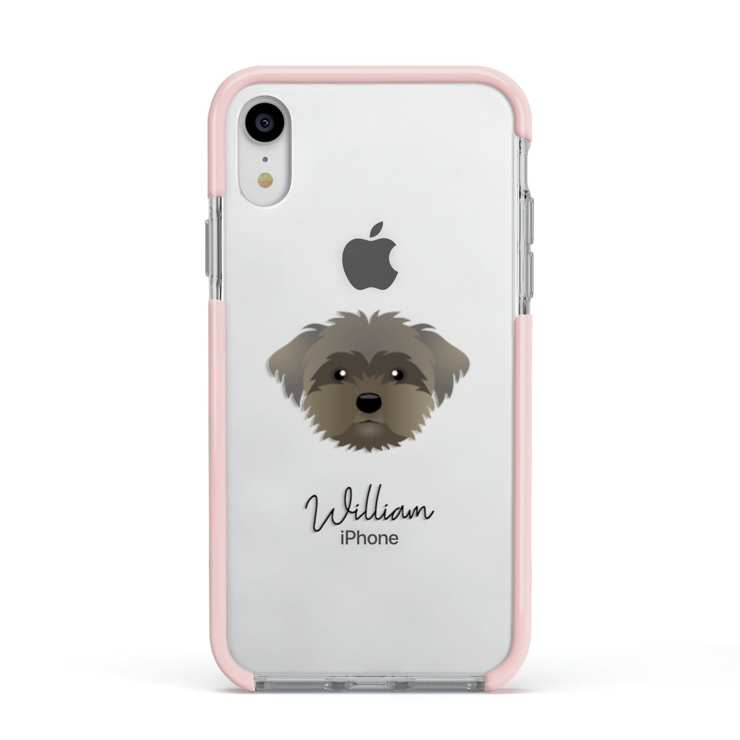 Peek a poo Personalised Apple iPhone XR Impact Case Pink Edge on Silver Phone