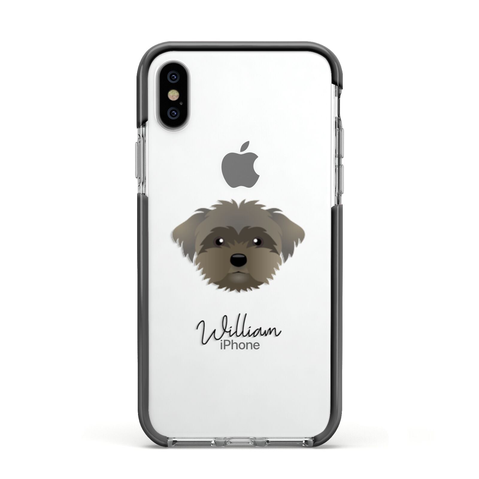 Peek a poo Personalised Apple iPhone Xs Impact Case Black Edge on Silver Phone