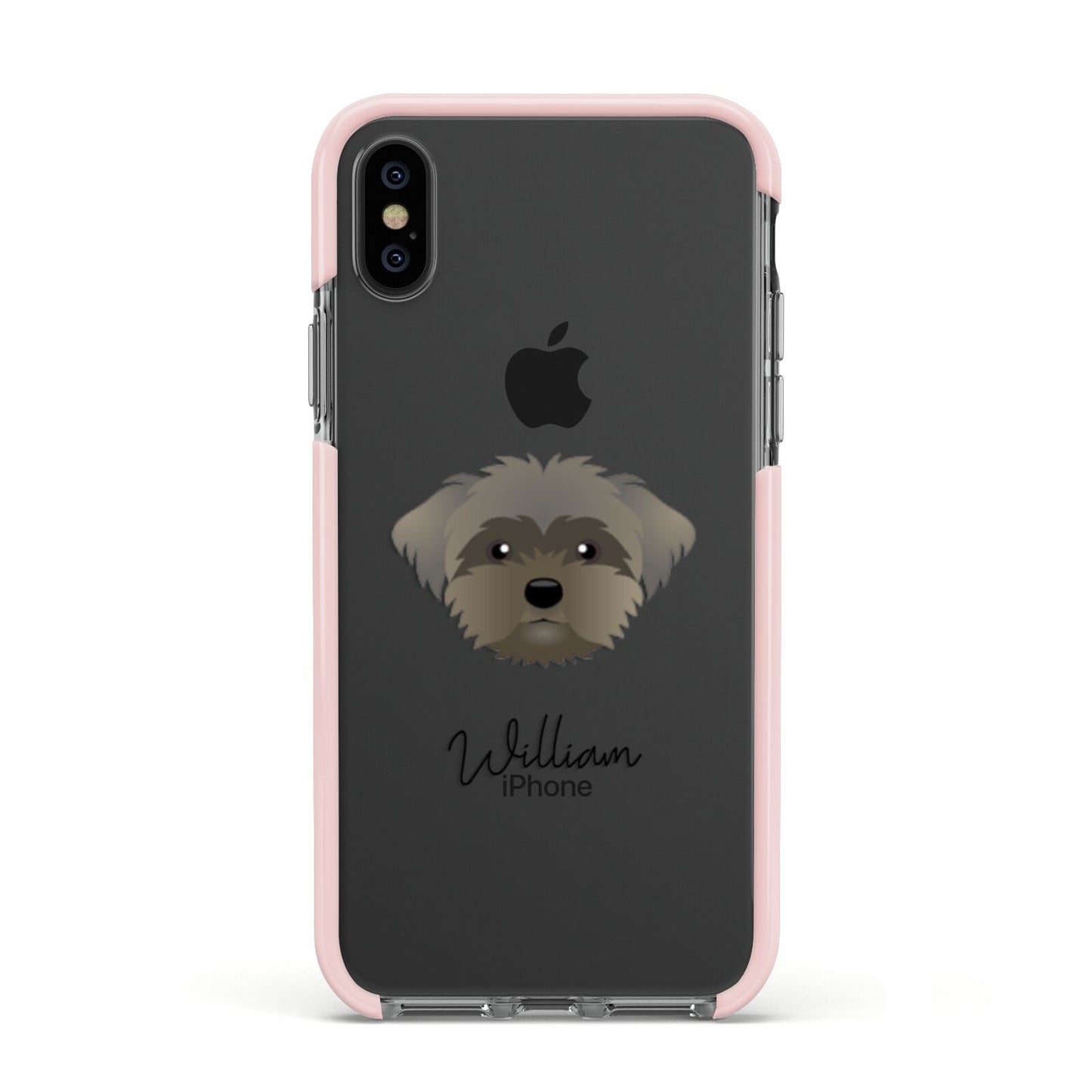 Peek a poo Personalised Apple iPhone Xs Impact Case Pink Edge on Black Phone