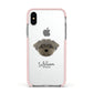 Peek a poo Personalised Apple iPhone Xs Impact Case Pink Edge on Silver Phone