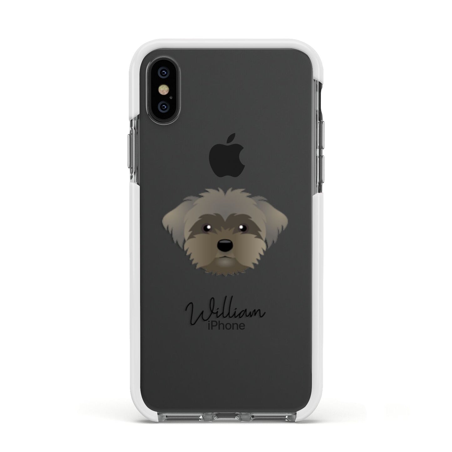 Peek a poo Personalised Apple iPhone Xs Impact Case White Edge on Black Phone