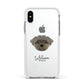 Peek a poo Personalised Apple iPhone Xs Impact Case White Edge on Silver Phone