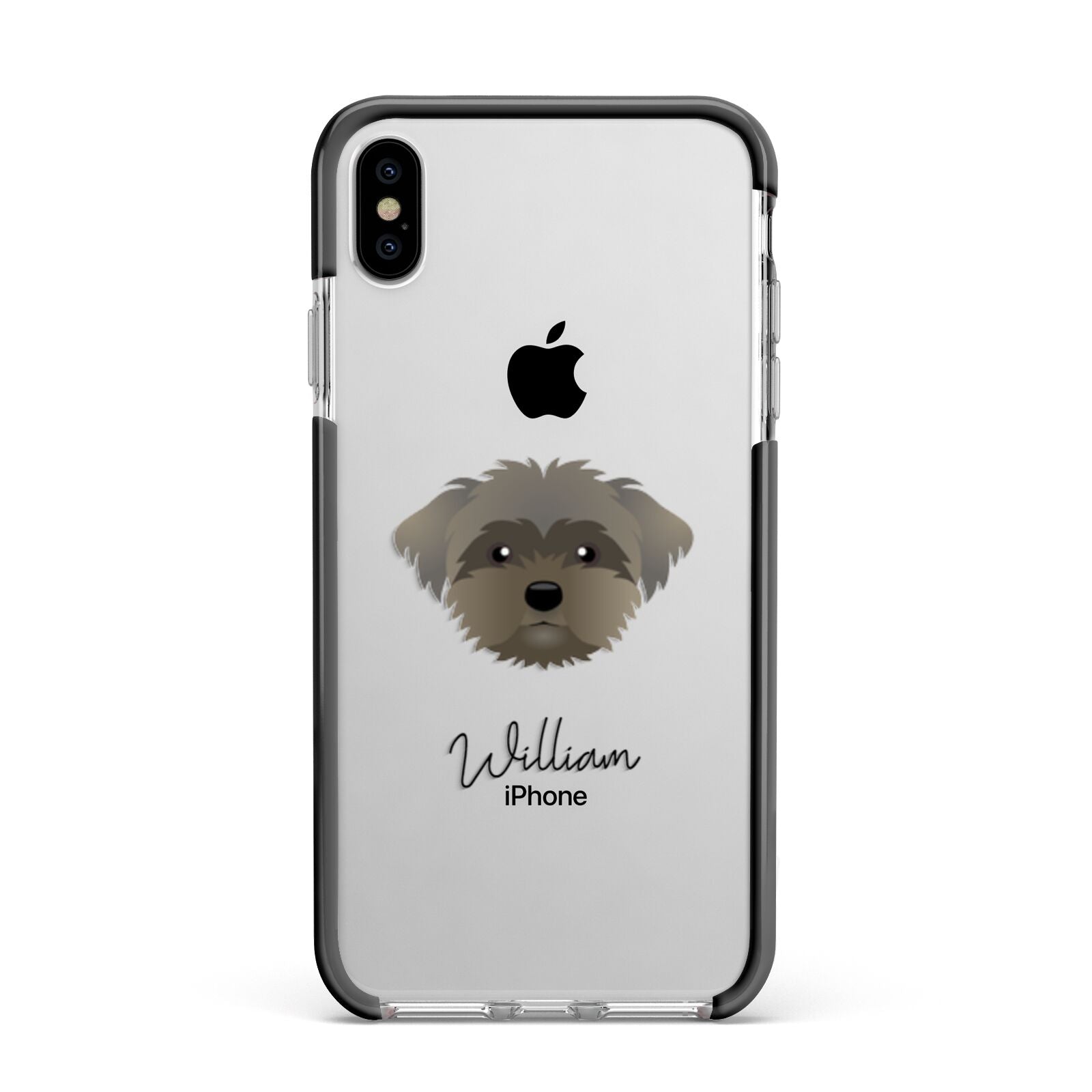 Peek a poo Personalised Apple iPhone Xs Max Impact Case Black Edge on Silver Phone