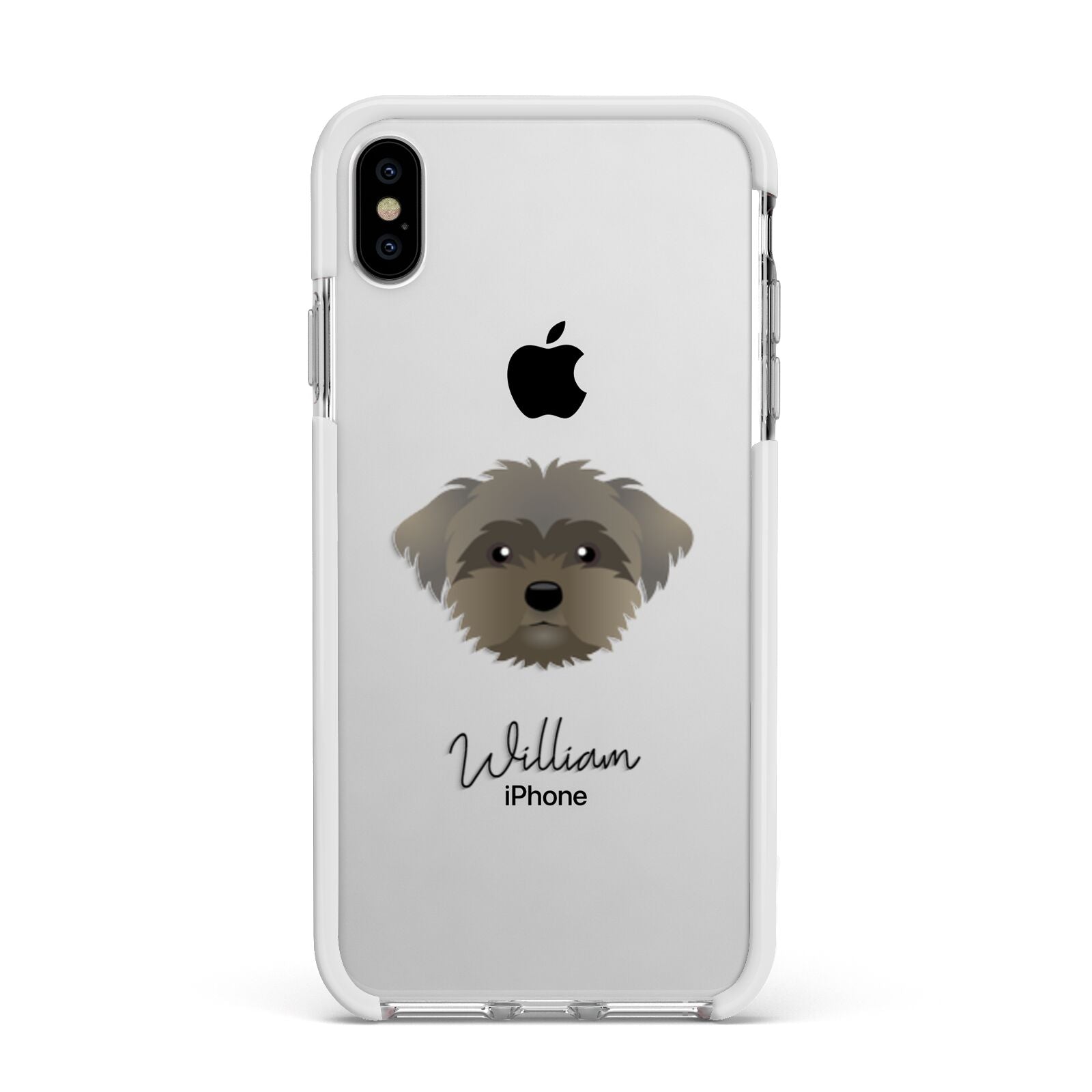 Peek a poo Personalised Apple iPhone Xs Max Impact Case White Edge on Silver Phone