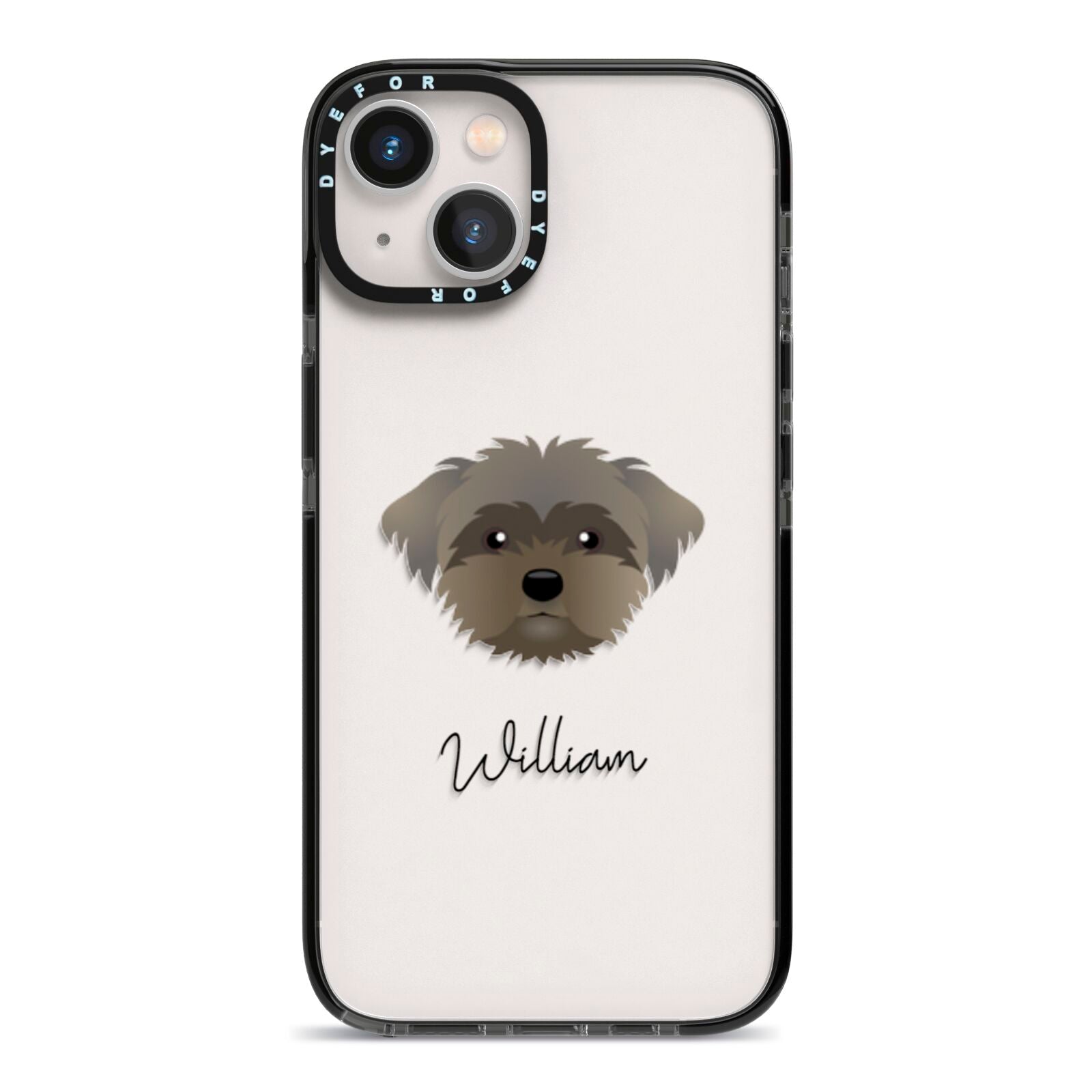 Peek a poo Personalised iPhone 13 Black Impact Case on Silver phone
