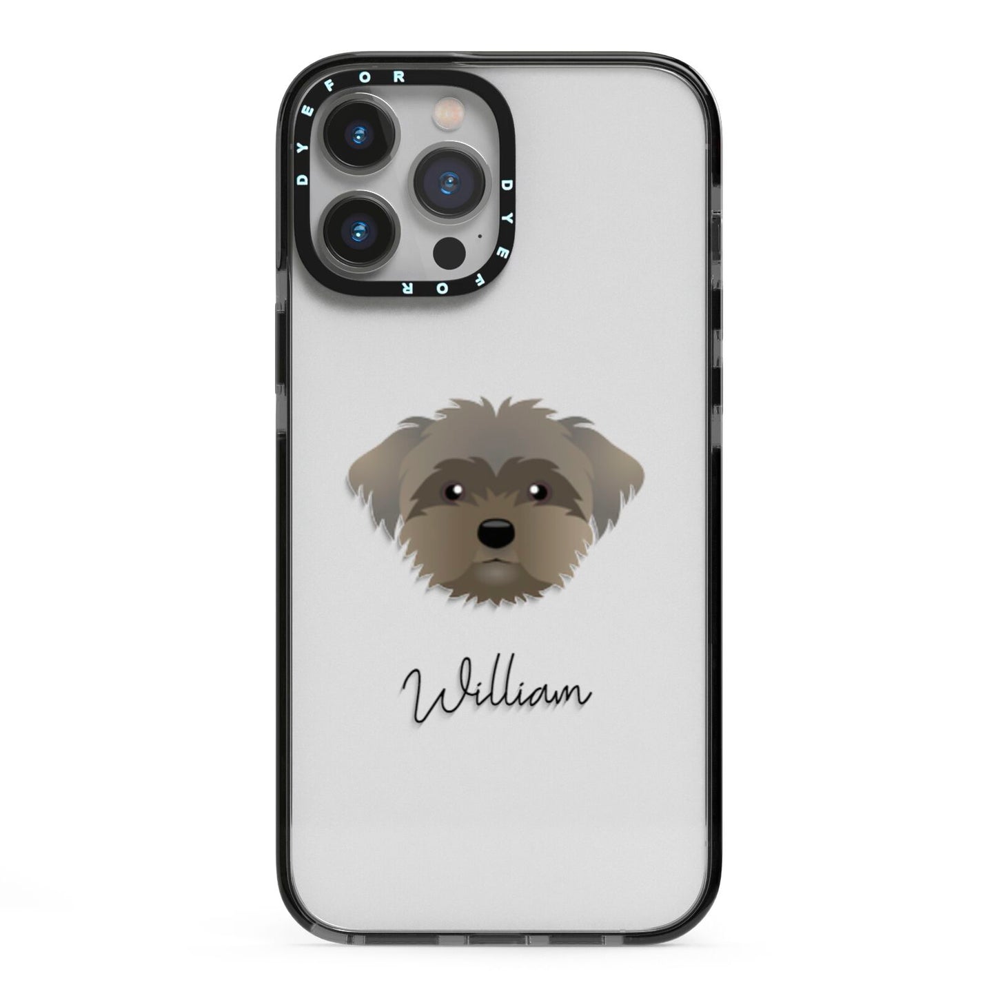 Peek a poo Personalised iPhone 13 Pro Max Black Impact Case on Silver phone