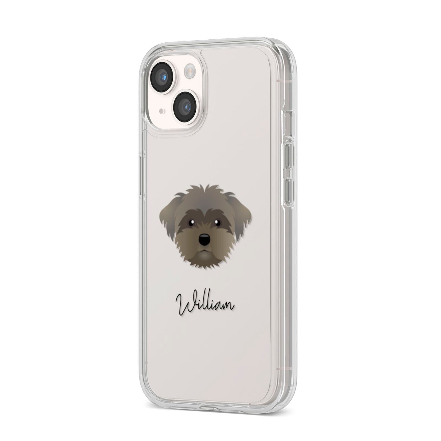 Peek a poo Personalised iPhone 14 Clear Tough Case Starlight Angled Image