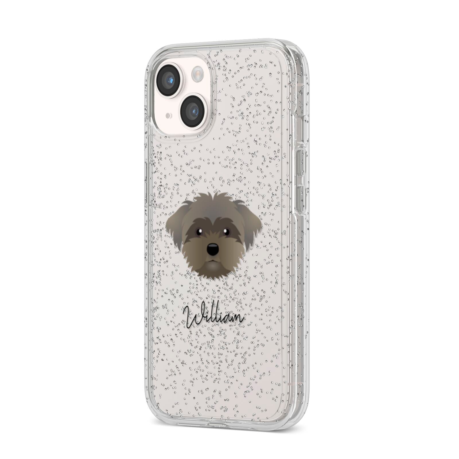 Peek a poo Personalised iPhone 14 Glitter Tough Case Starlight Angled Image