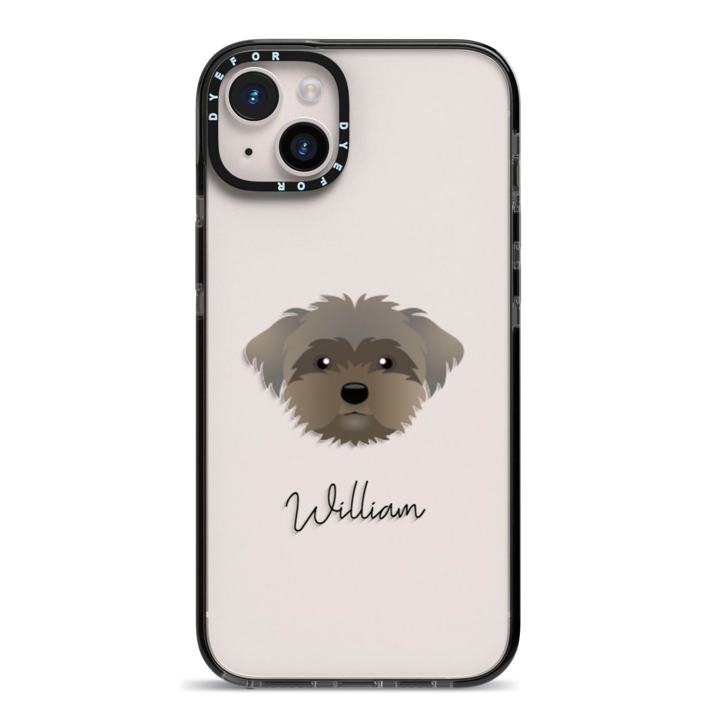 Peek a poo Personalised iPhone 14 Plus Black Impact Case on Silver phone