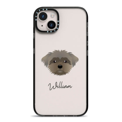 Peek a poo Personalised iPhone 14 Plus Black Impact Case on Silver phone