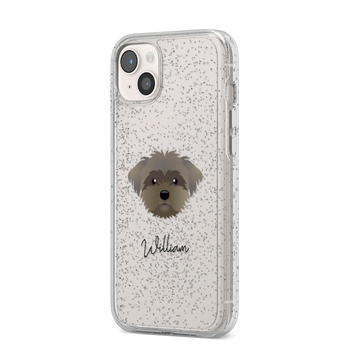 Peek a poo Personalised iPhone 14 Plus Glitter Tough Case Starlight Angled Image