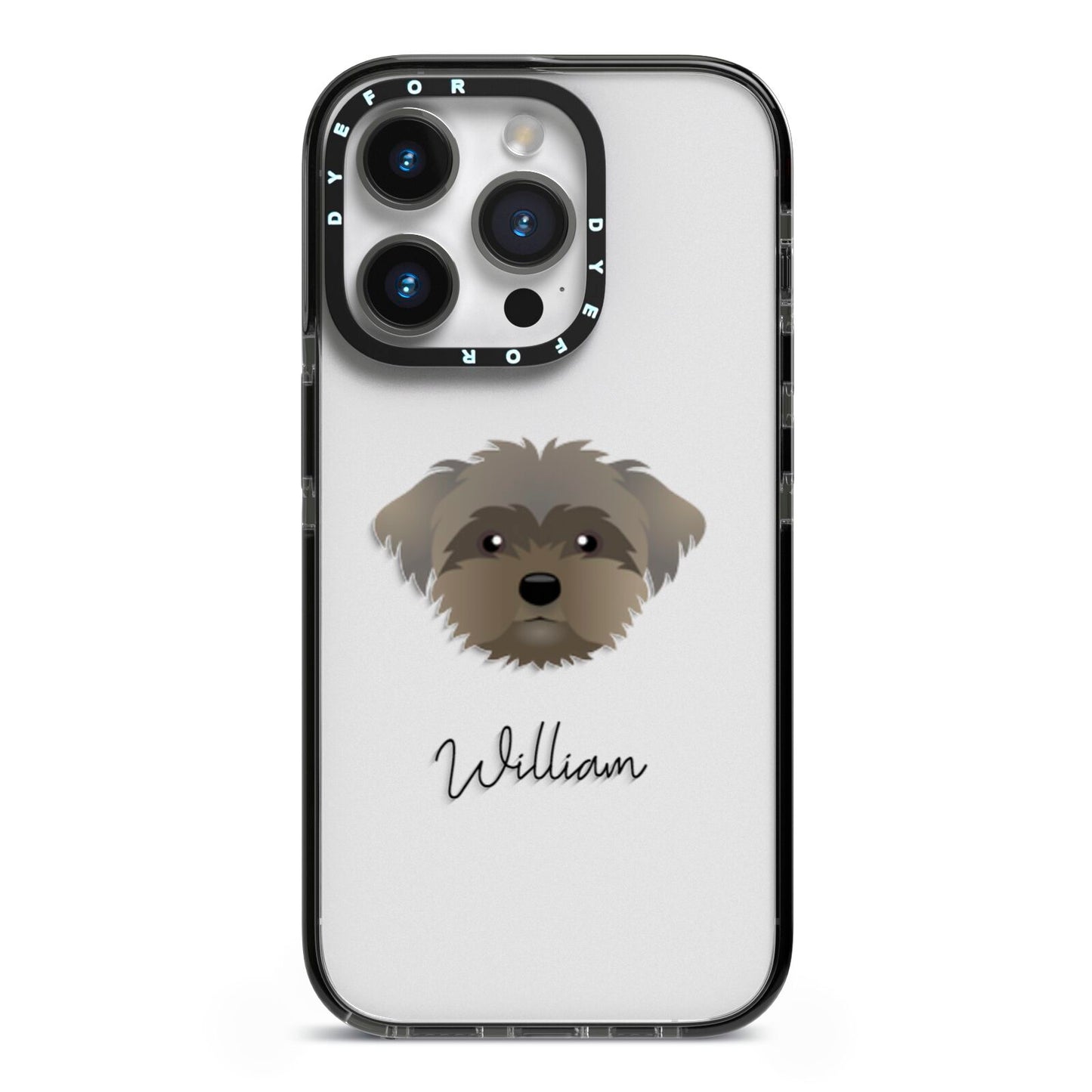 Peek a poo Personalised iPhone 14 Pro Black Impact Case on Silver phone