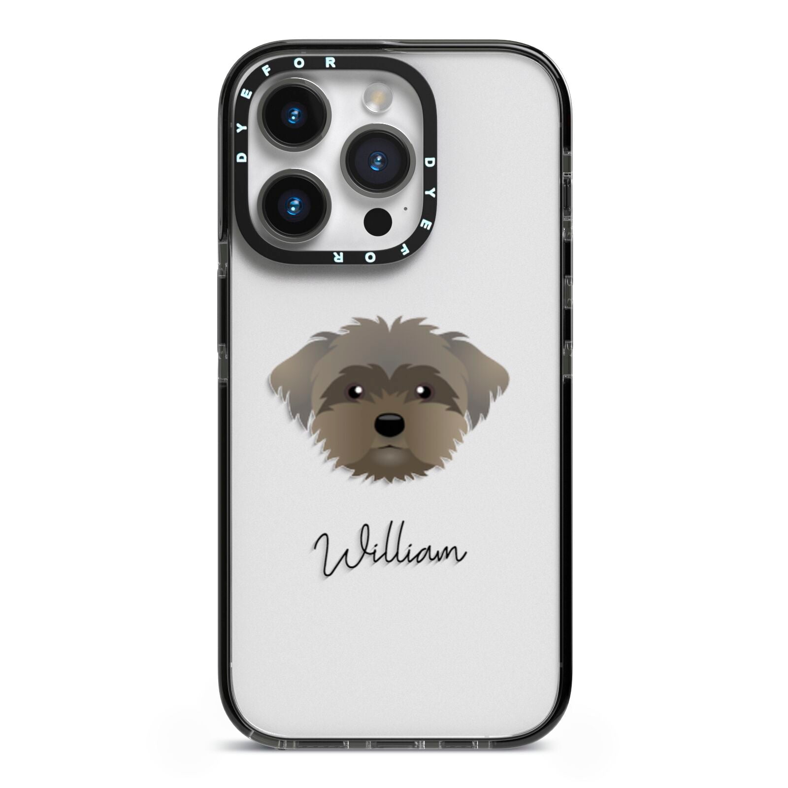 Peek a poo Personalised iPhone 14 Pro Black Impact Case on Silver phone