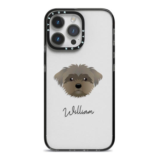 Peek a poo Personalised iPhone 14 Pro Max Black Impact Case on Silver phone