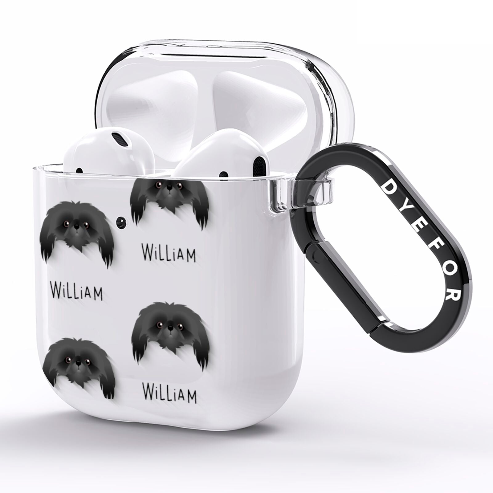 Pekingese Icon with Name AirPods Clear Case Side Image
