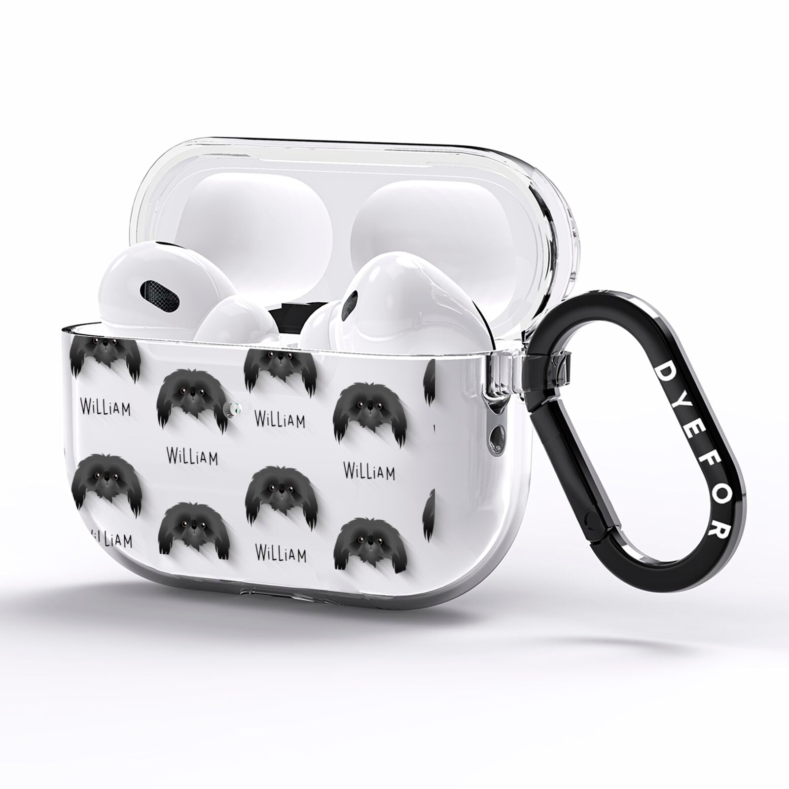 Pekingese Icon with Name AirPods Pro Clear Case Side Image