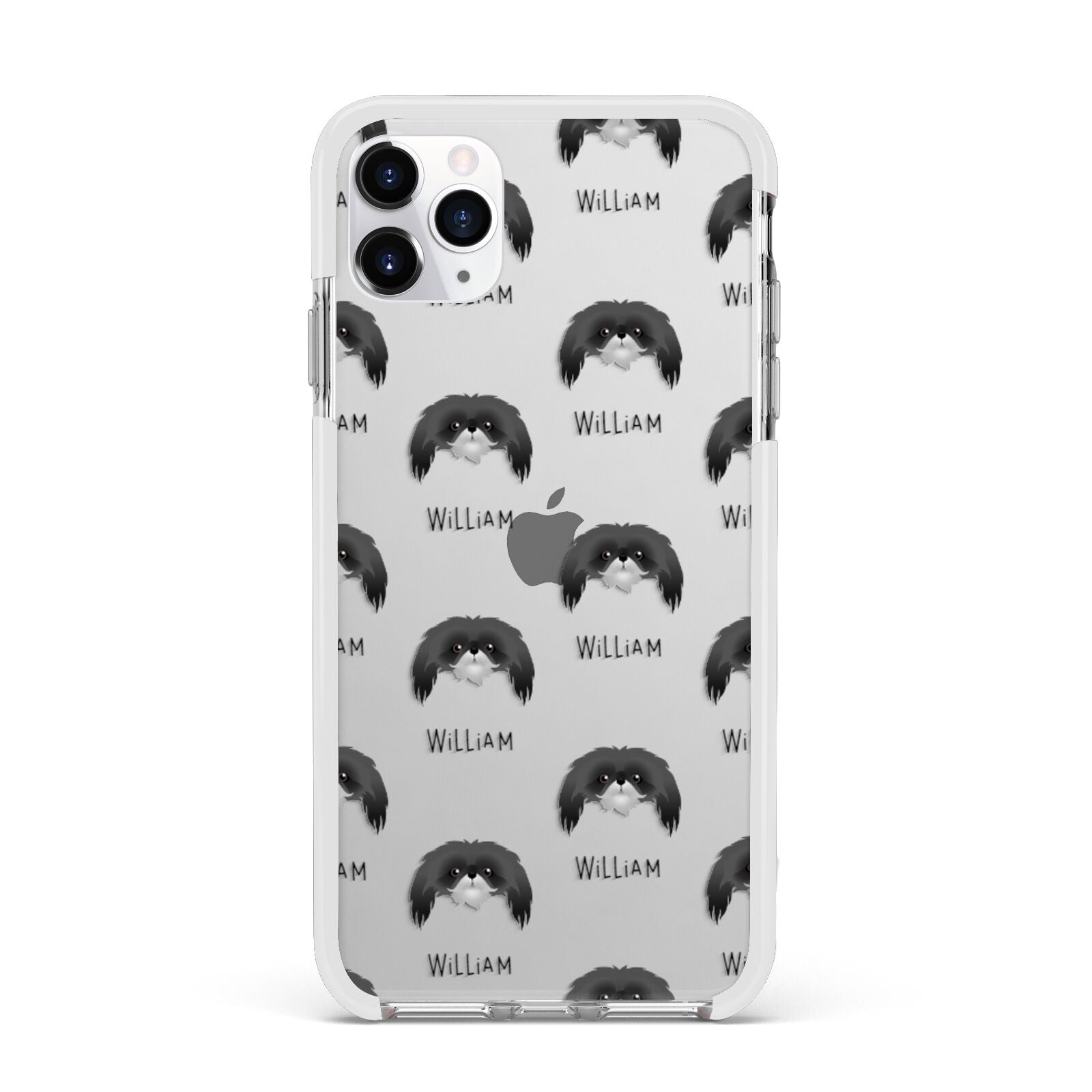 Pekingese Icon with Name Apple iPhone 11 Pro Max in Silver with White Impact Case