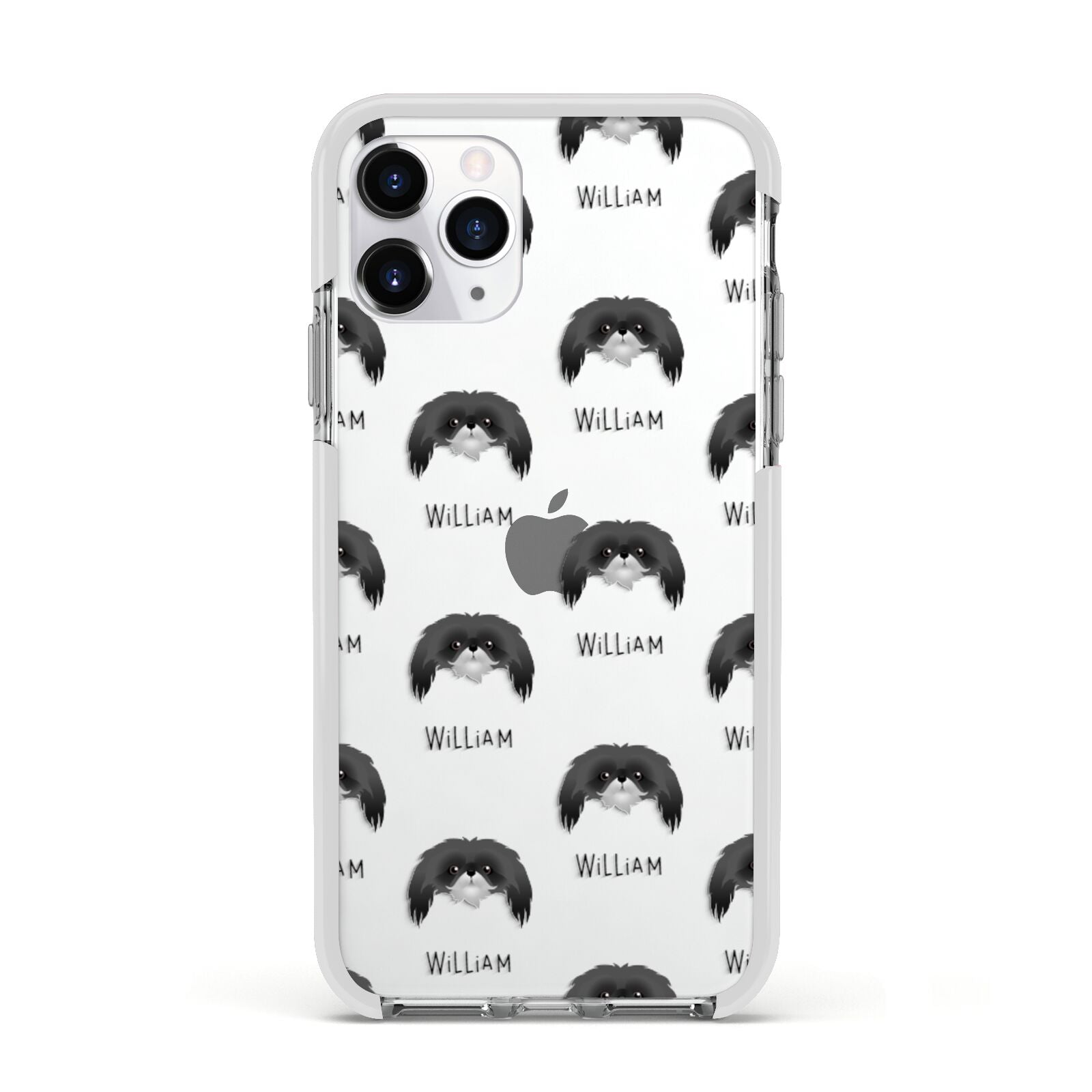 Pekingese Icon with Name Apple iPhone 11 Pro in Silver with White Impact Case