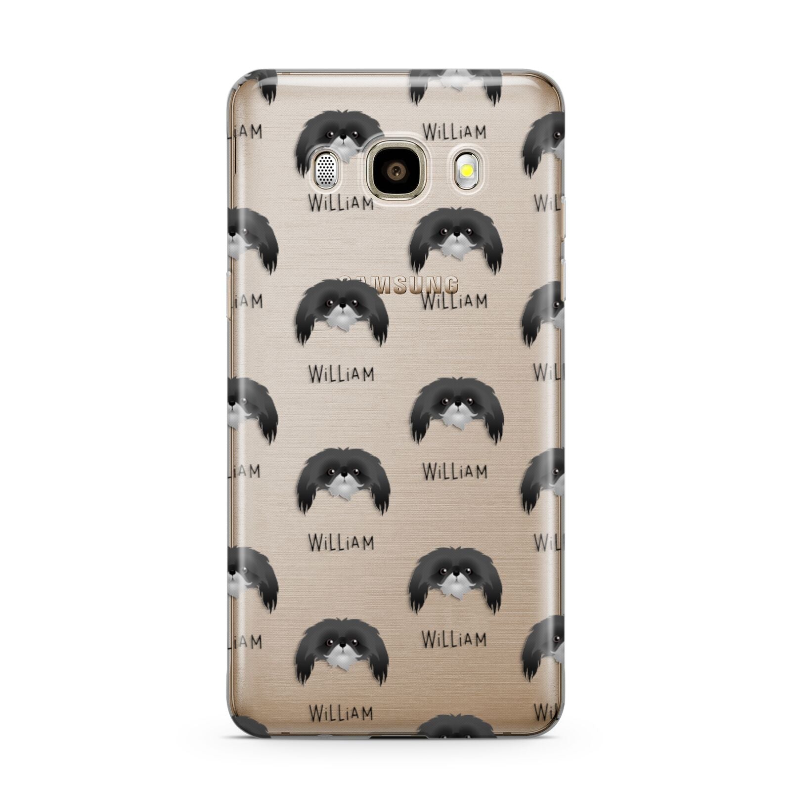 Pekingese Icon with Name Samsung Galaxy J7 2016 Case on gold phone