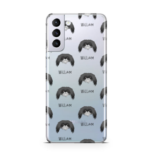 Pekingese Icon with Name Samsung S21 Plus Phone Case
