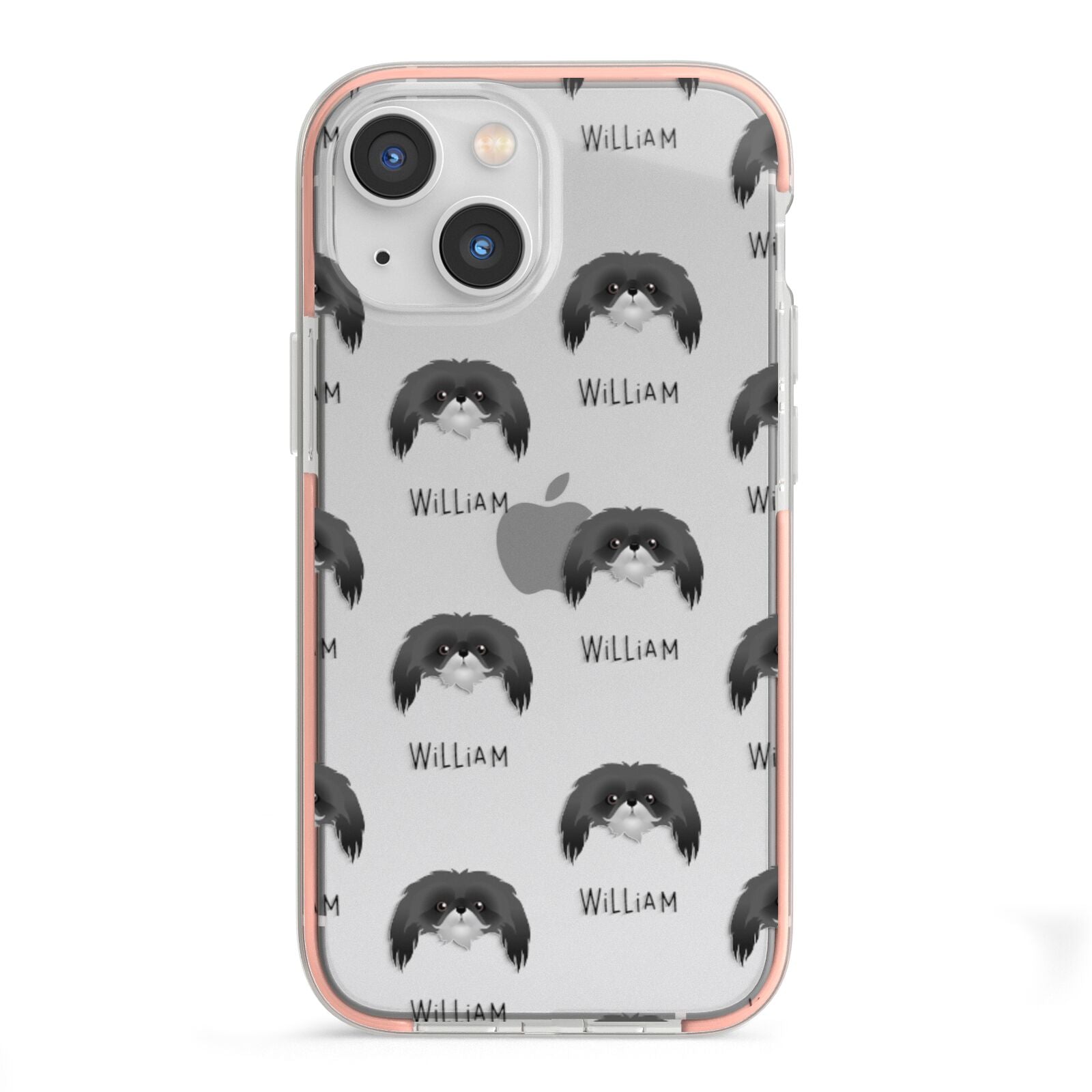 Pekingese Icon with Name iPhone 13 Mini TPU Impact Case with Pink Edges