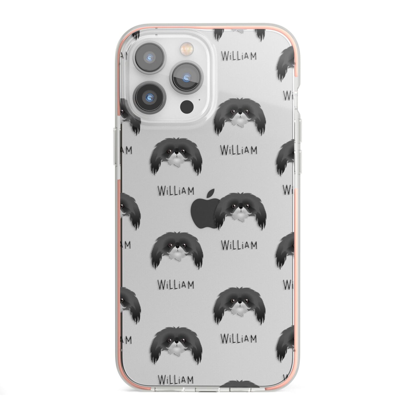 Pekingese Icon with Name iPhone 13 Pro Max TPU Impact Case with Pink Edges