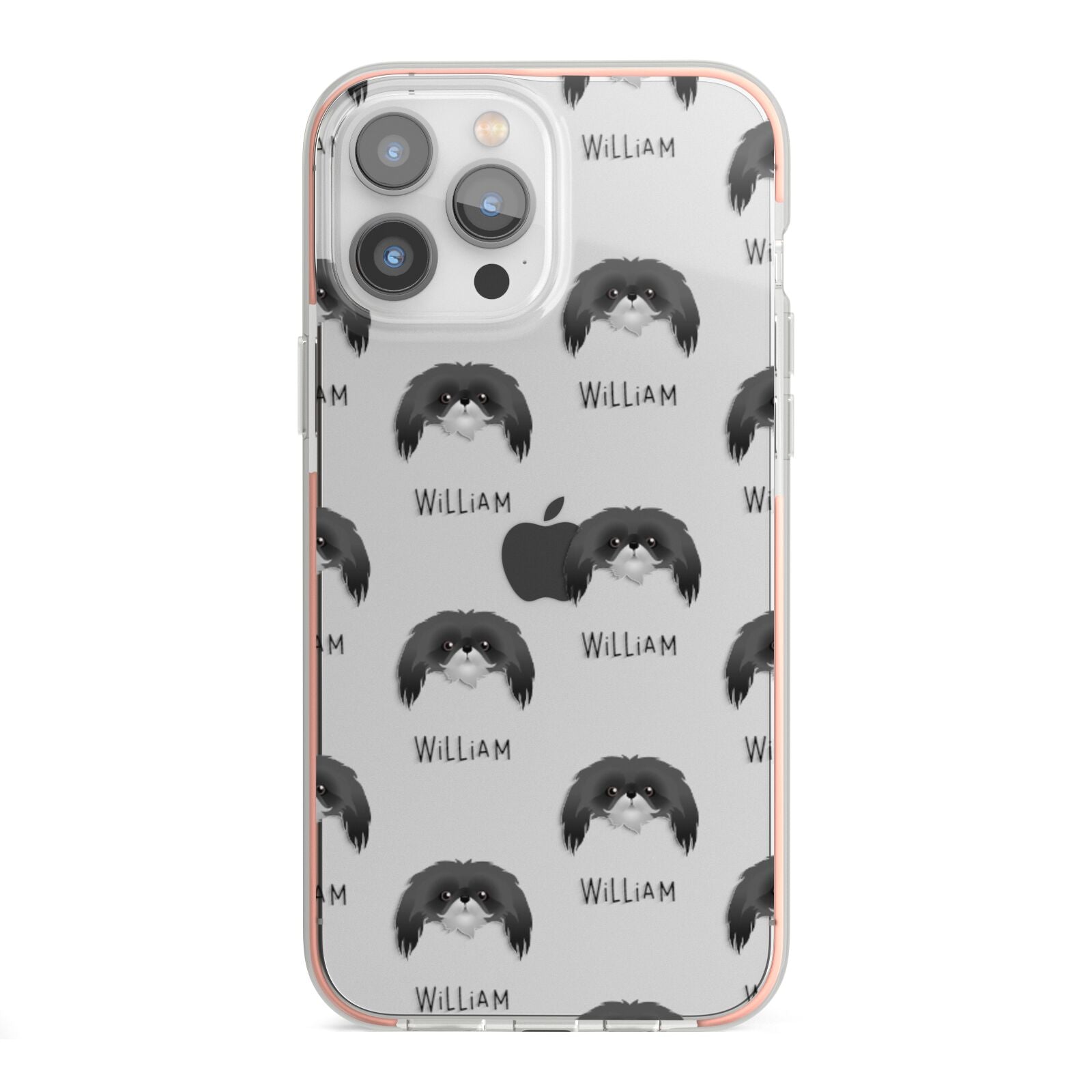 Pekingese Icon with Name iPhone 13 Pro Max TPU Impact Case with Pink Edges