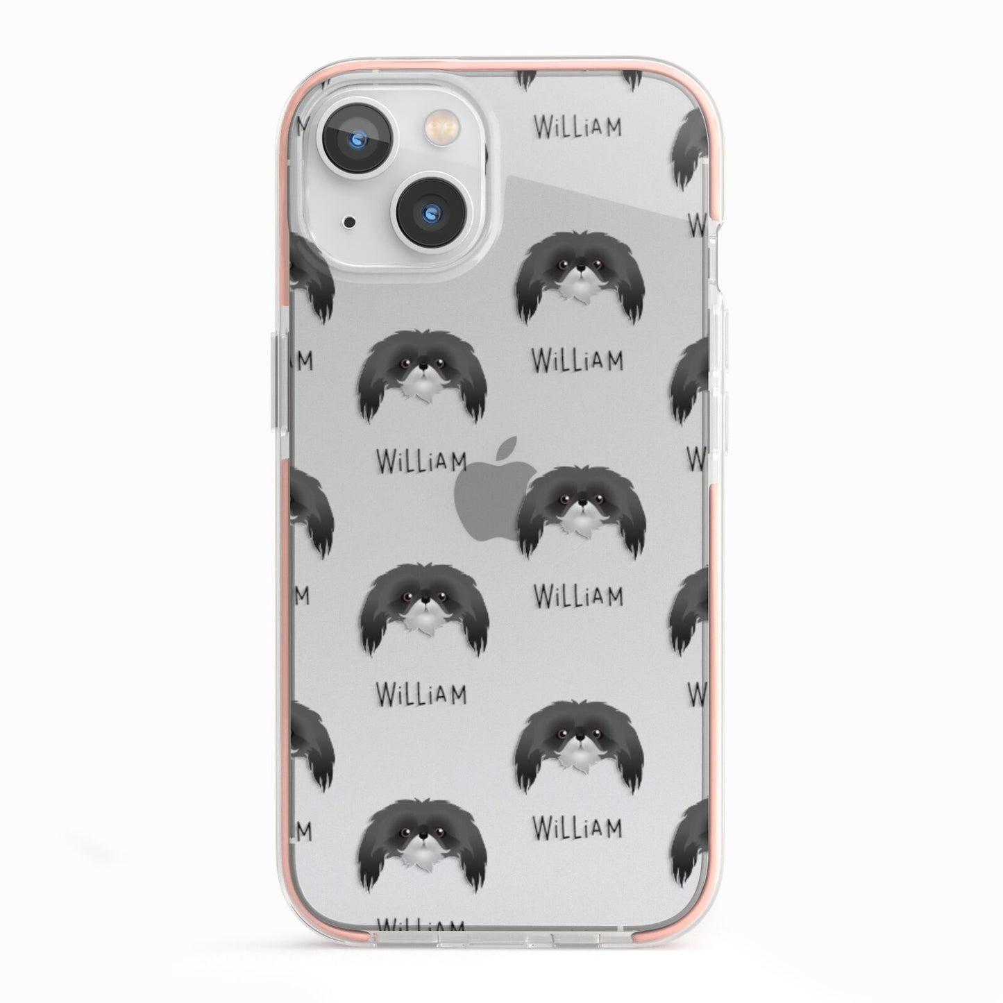 Pekingese Icon with Name iPhone 13 TPU Impact Case with Pink Edges