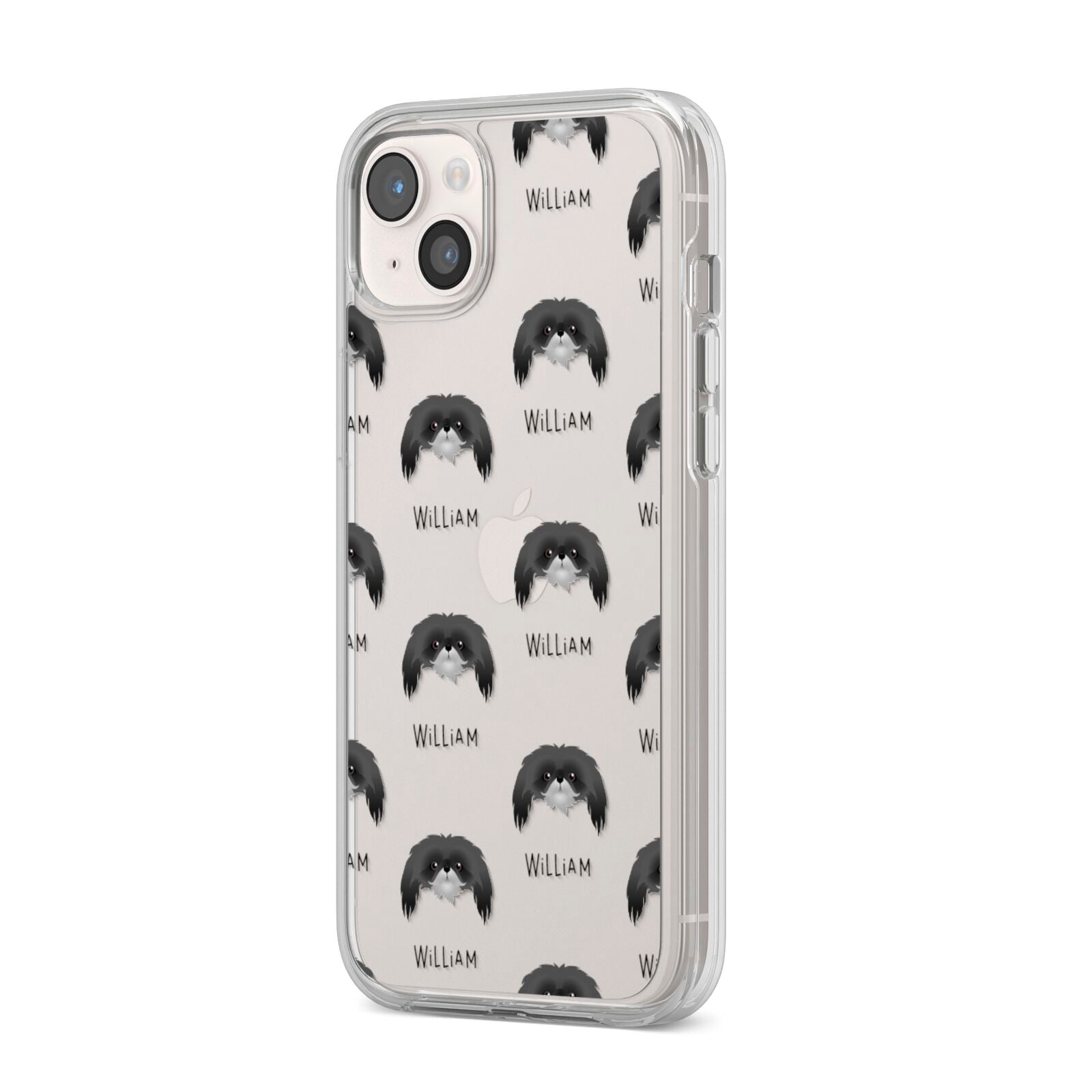 Pekingese Icon with Name iPhone 14 Plus Clear Tough Case Starlight Angled Image