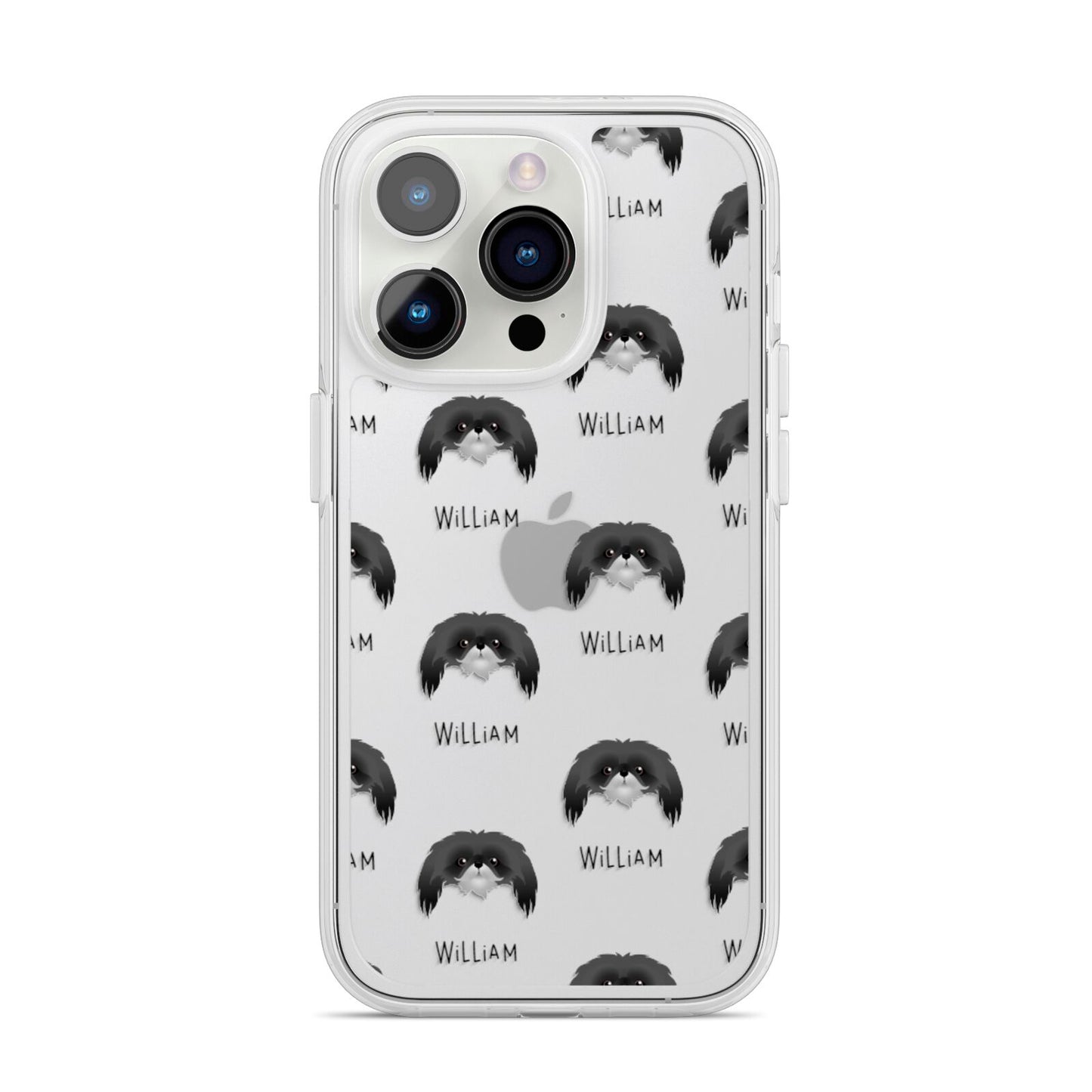 Pekingese Icon with Name iPhone 14 Pro Clear Tough Case Silver