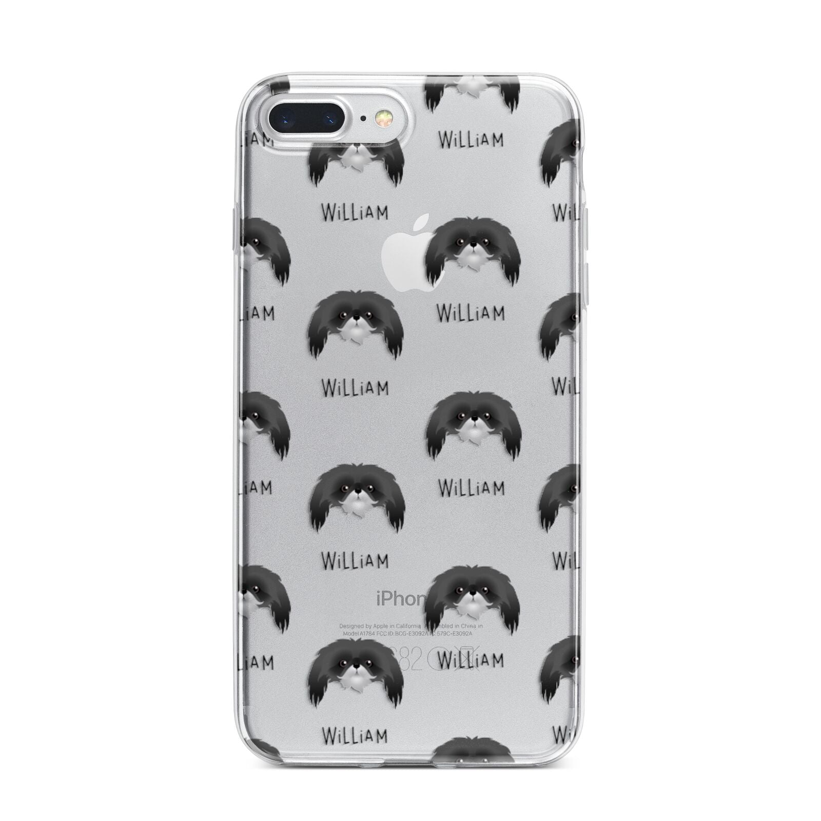 Pekingese Icon with Name iPhone 7 Plus Bumper Case on Silver iPhone