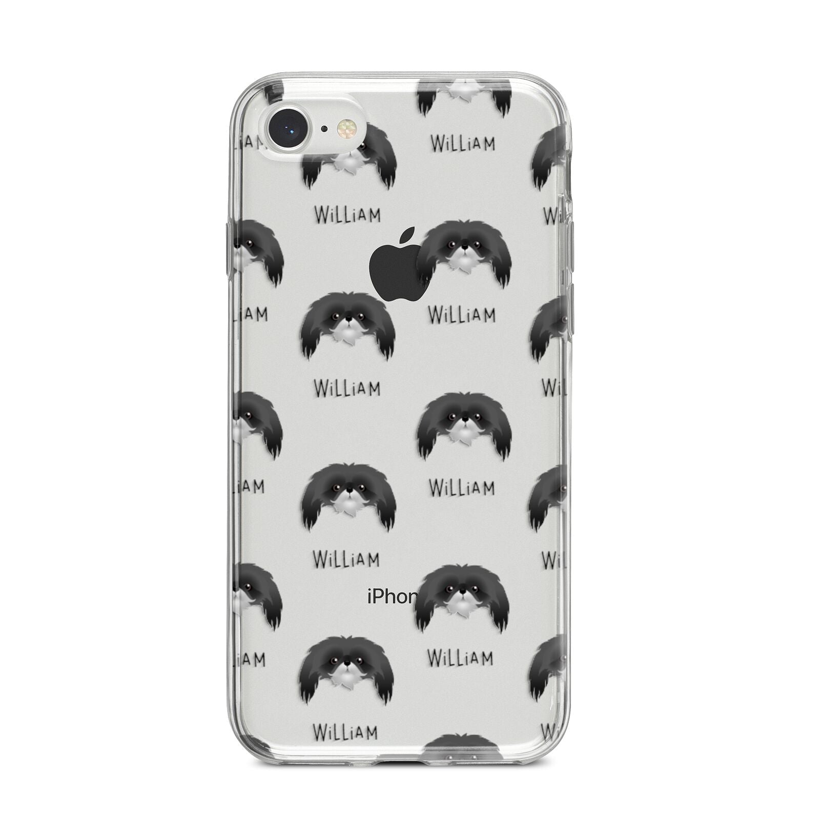 Pekingese Icon with Name iPhone 8 Bumper Case on Silver iPhone
