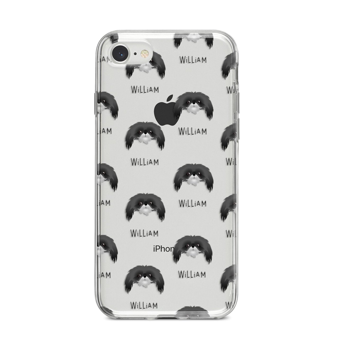 Pekingese Icon with Name iPhone 8 Bumper Case on Silver iPhone