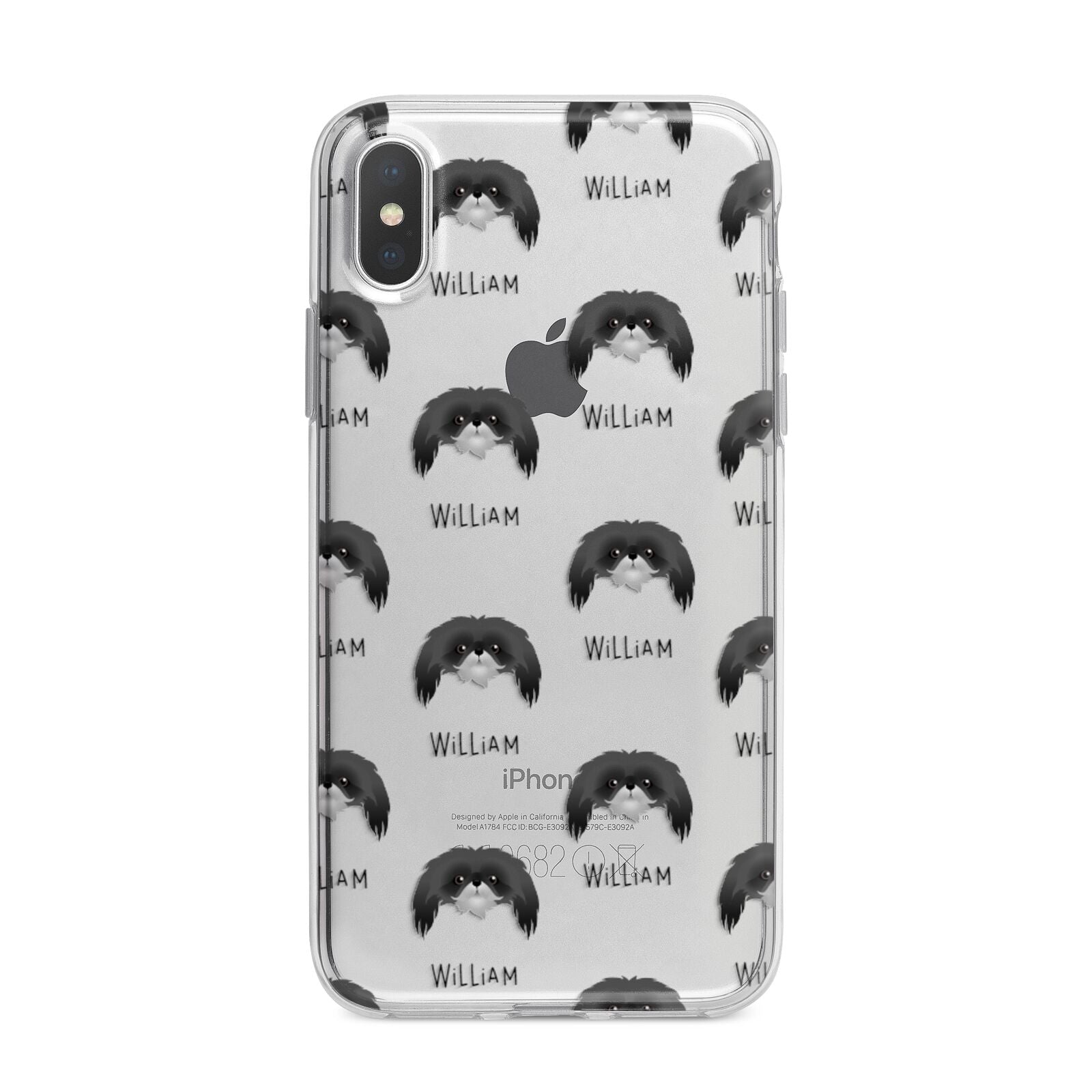 Pekingese Icon with Name iPhone X Bumper Case on Silver iPhone Alternative Image 1