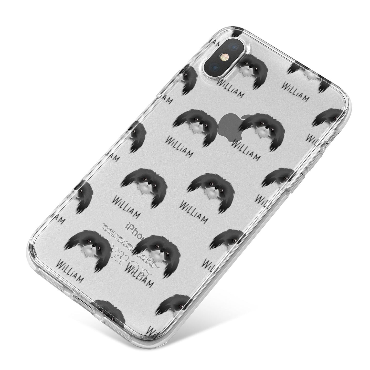 Pekingese Icon with Name iPhone X Bumper Case on Silver iPhone